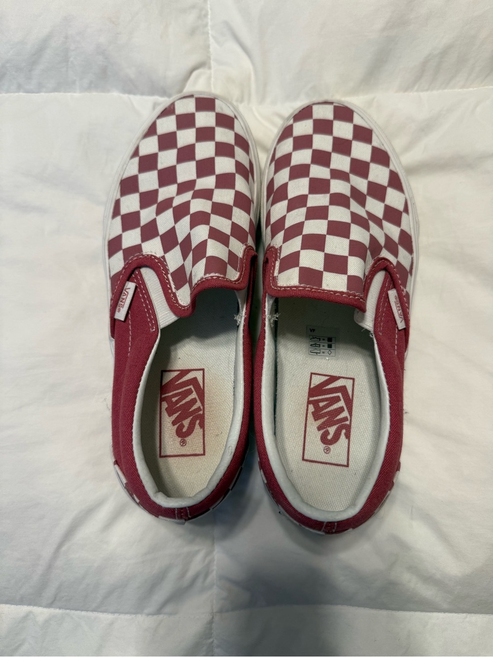 Pink/White platform checkered Vans 7.5